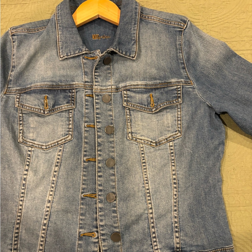 Kut from the kloth cropped blue jean jacket